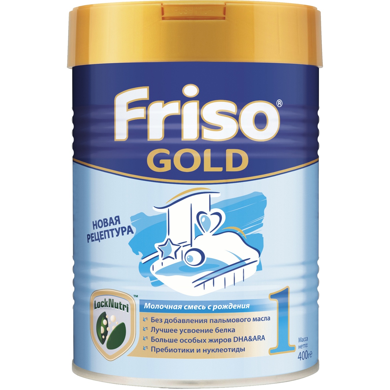 

Сухая адаптированная начальная молочная смесь Friso Gold 1 Lock Nutri для детского питания с рождения до 6 месяцев 400г