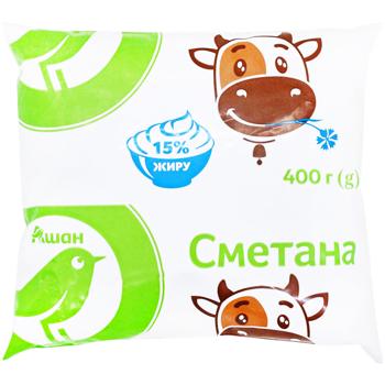 Сметана Auchan 15% 400г