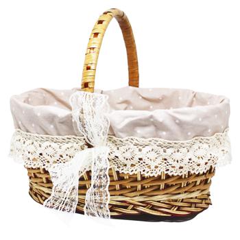 Beige Polka Dots №1 Wicker Basket 35x25x15cm - buy, prices for COSMOS - photo 1