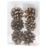 Украшения ёлочные Набор шишек натуральных золотые 6шт