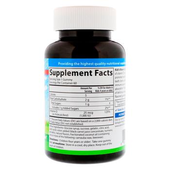Вітамін Д3 для дітей, Vitamin D3 Gummies, Carlson Labs, фруктовий смак, 1,000 МО, 60 жувальних цукер - купити, ціни на Біотус - фото 2