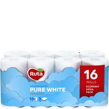 Ruta Pure White 2-ply Toilet Paper 16pcs   - buy, prices for Auchan - photo 1