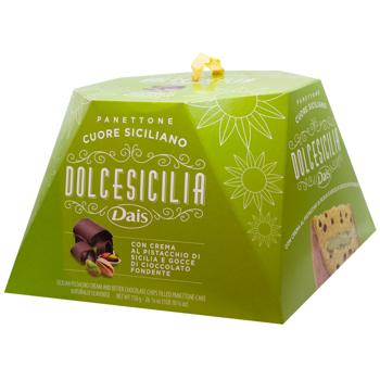 Dais Dolcesicilia Cuore Siciliano Panettone with Pistachio Filling and Chocolate Chips 750g