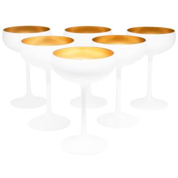 Набір келихів для шампанського Stolzle Champagne Bowl White/Gold Elements EL086 6шт*230ml 1 уп - купити, ціни на WINETIME - фото 1