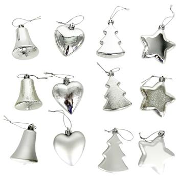 Actuel Christmas tree/Star/Bell/Heart Silver Christmas Tree Pendant 7-8cm - buy, prices for Auchan - photo 1