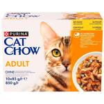 Набір вологого корму для котів Cat Chow Adult 10 шт х 85 г - курка та цукіні