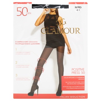 Колготи жіночі Glamour Positive Press 50ден р.4 nero - купити, ціни на - фото 1