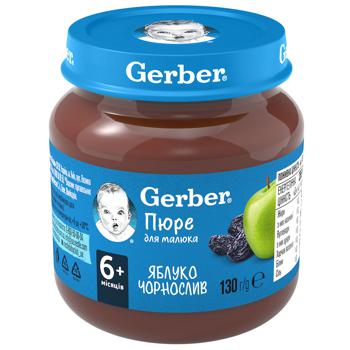 Пюре Gerber Яблуко і чорнослив 130г - купити, ціни на МегаМаркет - фото 1