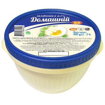 Майонез Чугуев Продукт Домашній 67% 400г - купити, ціни на Таврія В - фото 1