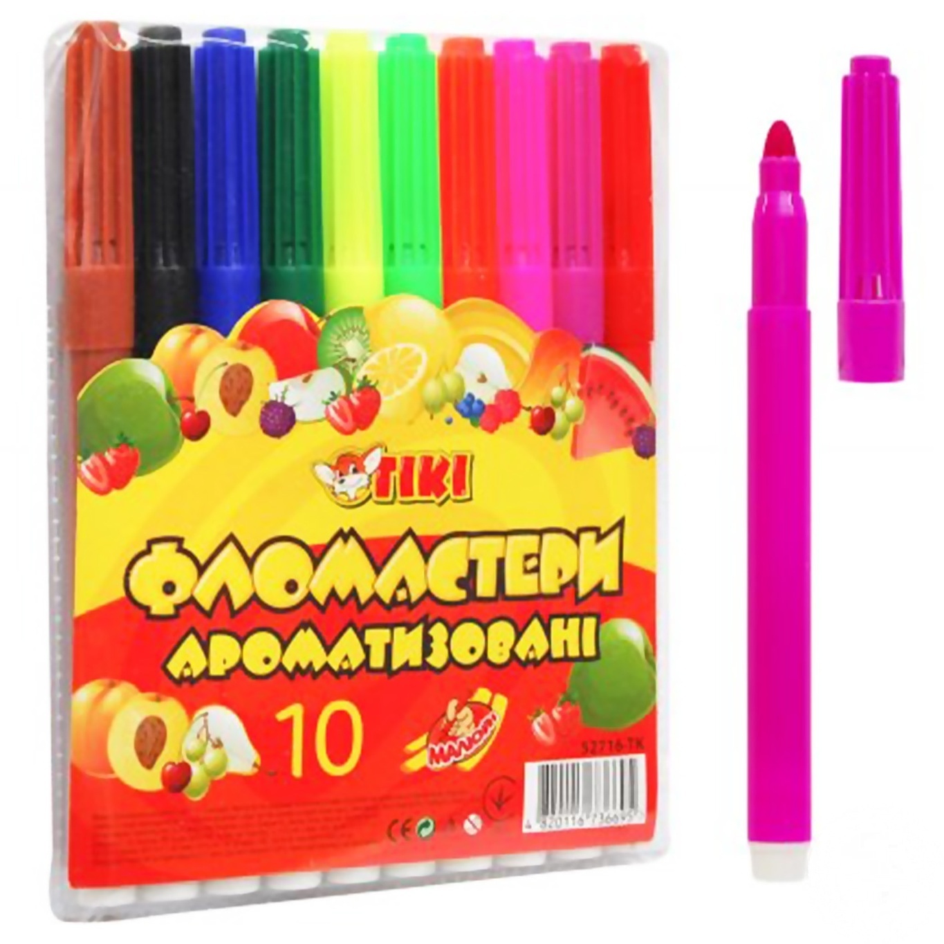

Фломастеры Tiki ароматизированные 10 цветов 12шт