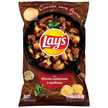 Lay's Meat Frying Pan with Mushrooms Chips 120g - buy, prices for COSMOS - photo 1