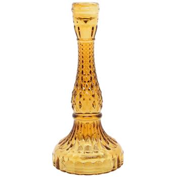 Подсвечник Bona Di Crystal стеклянный коричневый для тонкой свечи 11х22см - купить, цены на WINETIME - фото 1