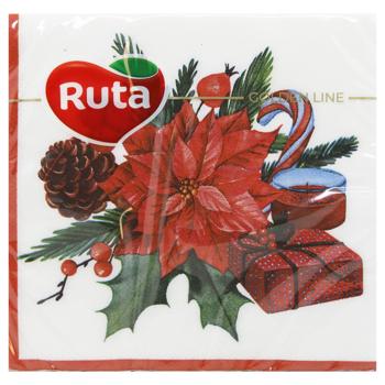 Ruta Christmas Flowers 2-Ply Napkins 20pcs 33*33cm - buy, prices for MegaMarket - photo 3