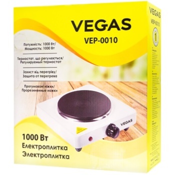 Електроплитка Vegas VEP-0010 1000Вт - купити, ціни на Auchan - фото 1