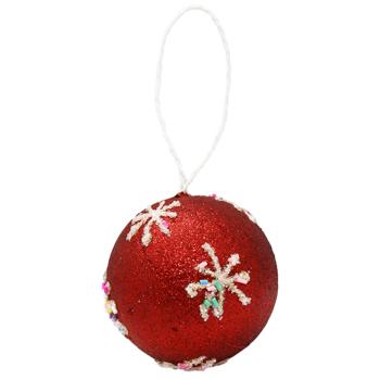 Прикраса Куля ялинкова червона з візерунком 8см - купити, ціни на За Раз - фото 1