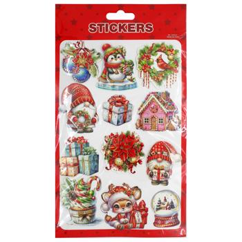 Наліпки новорічні 4 дизайна 14*25 см арт. 1035 5985 И868 - купить, цены на КОСМОС - фото 3