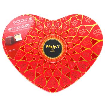 Конфеты Maxim's Red Heart Tin Молочный шоколад и нуга 90г