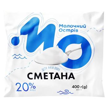 Сметана Молочний острів 20% 400г - купити, ціни на Чудо Маркет - фото 1