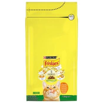Корм сухий Friskies Indoor з куркою, індичкою та овочами для домашніх котів 1,5кг
