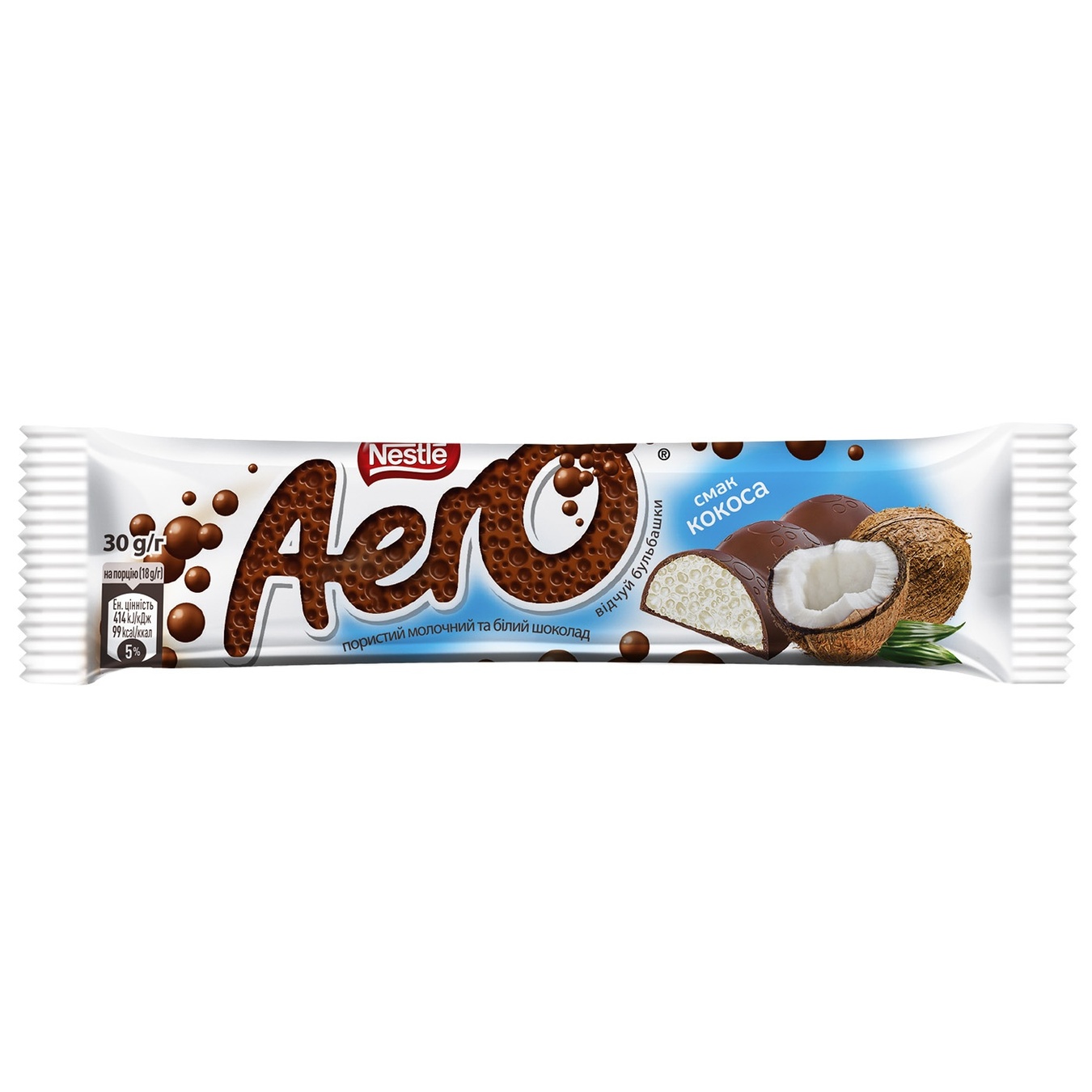 

Батончик NESTLÉ® AERO® Кокос шоколадный пористый молочный и белый 30г