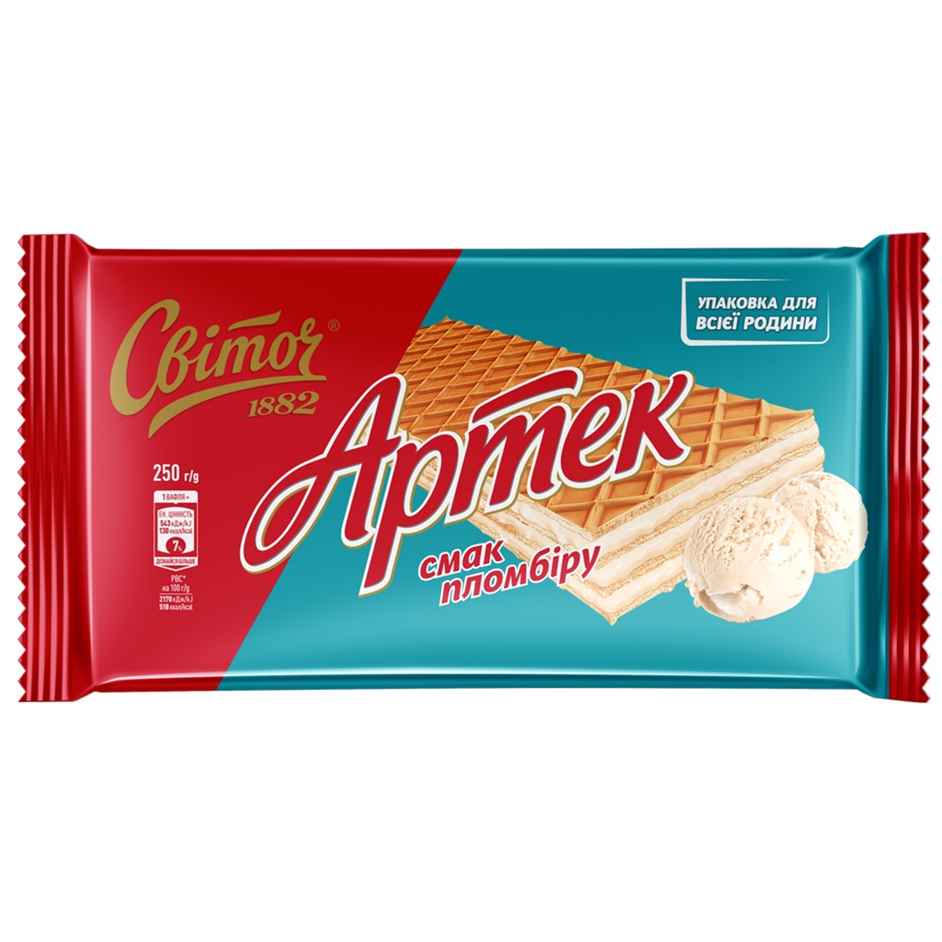

Вафли СВІТОЧ® Артек вкус Пломбира 250г