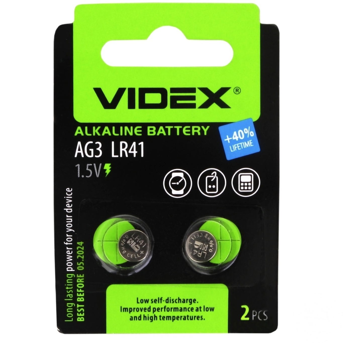 

Батарейка Videx щелочная AG3 LR41 2шт