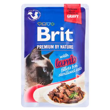 Корм вологий Brit Premium Delicate філе в соусі з ягням для стерилізованих котів 85г - купити, ціни на КОСМОС - фото 1