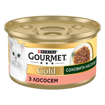 Корм влажный Gourmet Gold Сочное Наслаждение с лососем для взрослых кошек 85г