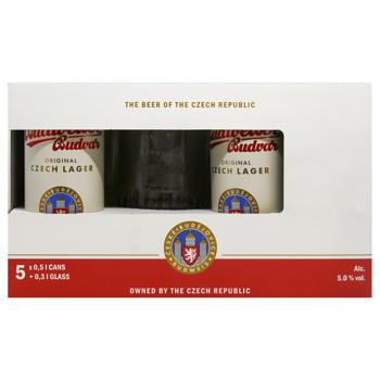 Подарунковий набiр пиво Budweiser Budvar original 5%ал з/б*0.5л+ - купить, цены на МегаМаркет - фото 2