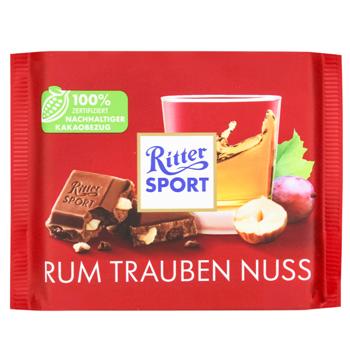 Шоколад молочный Ritter Sport с ямайским ромом, изюмом и орехами 100г - купить, цены на Cупермаркет "Харьков" - фото 2