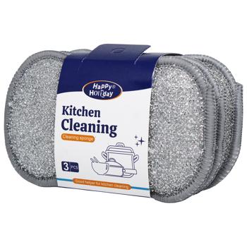 Губки кухонні 3шт бамбук 34841 E-129х95 И857 - купити, ціни на КОСМОС - фото 5