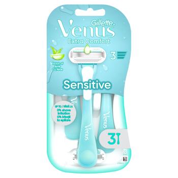Бритви одноразові жіночі Gillette Venus Sensitive 3шт - купити, ціни на КОСМОС - фото 1