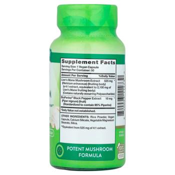 Левова грива з біоперином, Super Lion's Mane Mushroom plus Bioperine, Nature's Truth, 2100 мг 50 кап - купити, ціни на Біотус - фото 2