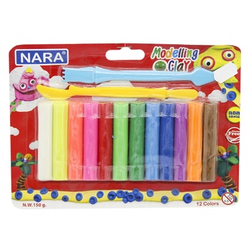 Nara Plasticine With 2 Stacks 12 Colors 150g