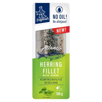 Zigmas Herring Fillet without Oil with Herbs 190g - buy, prices for METRO - photo 1