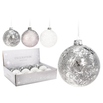 Silver/White Christmas Tree Ball 8cm in assortment - buy, prices for METRO - photo 1