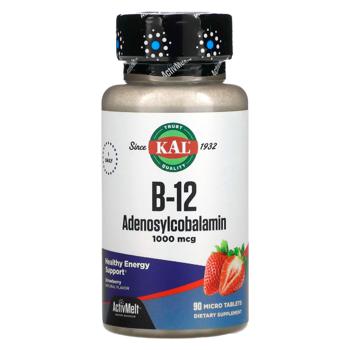 KAL Adenosylcobalamin Strawberry Flavored Vitamin B12 1000mcg 90 micro tablets