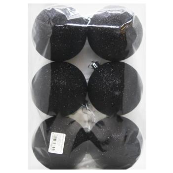 Shine Plastic Christmas Balls 8cm 6pcs Black - buy, prices for MegaMarket - photo 1