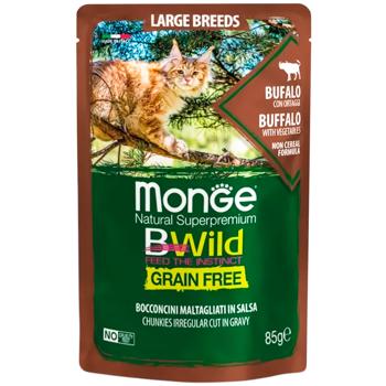 Корм влажный Monge Bwild Grain Free с буйволом для кошек больших пород 85г - купить, цены на MasterZoo - фото 1