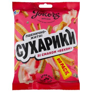 Сухарики JokerS пшенично-ржаные со вкусом бекона 100г - купить, цены на Чудо Маркет - фото 1