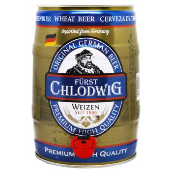 Пиво Furst Chlodwig Weizen светлое нефильтрованное 5,3% 5л - купить, цены на Auchan - фото 1