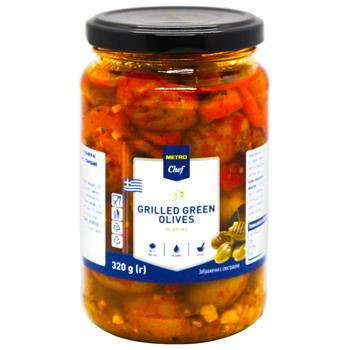 Metro Chef Pitted Grilled Green Olives in Brine with Vegetables and Spices 320g