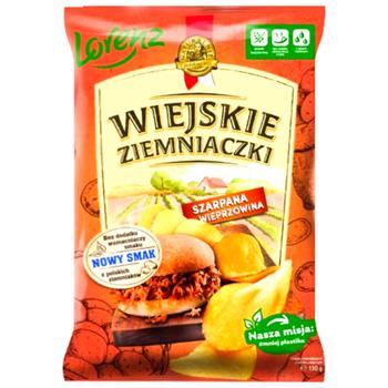 Чипсы Wiejskie Ziemniaczki картофельные со вкусом мяса - рваная свинина 130г - купить, цены на Чудо Маркет - фото 1