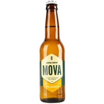 Пиво Mova Pilsner светлое нефильтрованное 5,3% 0,33л