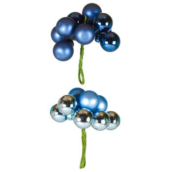 Прикраса ялинкова Decoris Гроно намистин блакитний 2см