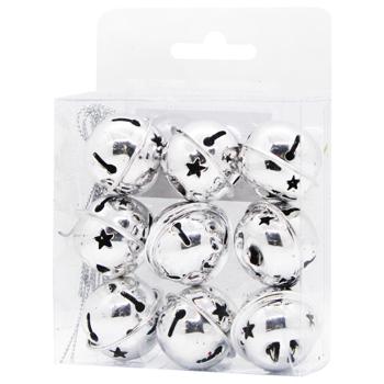 Набор круглых колокольчиков серебряные 9шт 3см