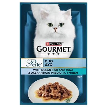 Корм влажный Gourmet Perle Duo с океанической рыбой и тунцом для взрослых кошек 85г - купить, цены на Чудо Маркет - фото 2