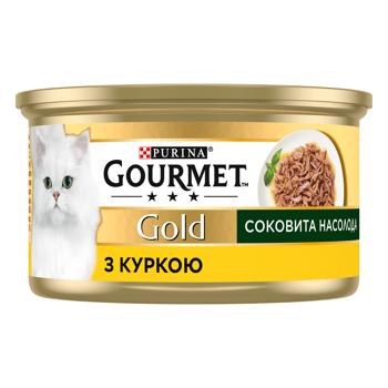 Корм вологий Gourmet Gold Соковита Насолода з куркою для дорослих котів 85г - купити, ціни на КОСМОС - фото 3