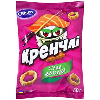 Снеки Crispy Industries Кренчлі пшеничні зі смаком суші-васабі 80г