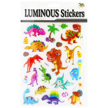 Наліпка пластикова Динозаври рельєфна флуоресцентна 10*30см - купити, ціни на МегаМаркет - фото 1